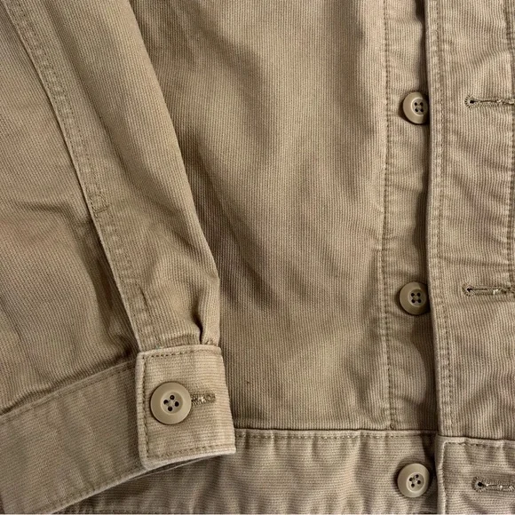 American Eagle Corduroy Cotton Lined Inside Trucker Jacket Khaki Men’s - Picture 5 of 11
